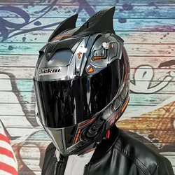 Jie kai-casco de seguridad para hombre y mujer, protector de cara completa, doble lente, personalidad, para las estaciones, correr, montar en motocicleta