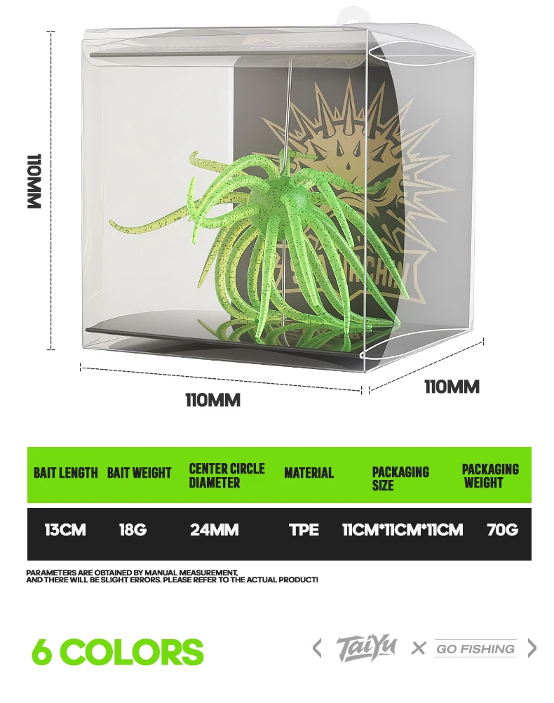 TAIYU 13cm Boxed Coike Seeigel Weichköder 2mm Tragbarer Punch mit Langlebigem Elastomer Künstlicher Bionischer Eleganter Tentakel-Köder – Detail 3