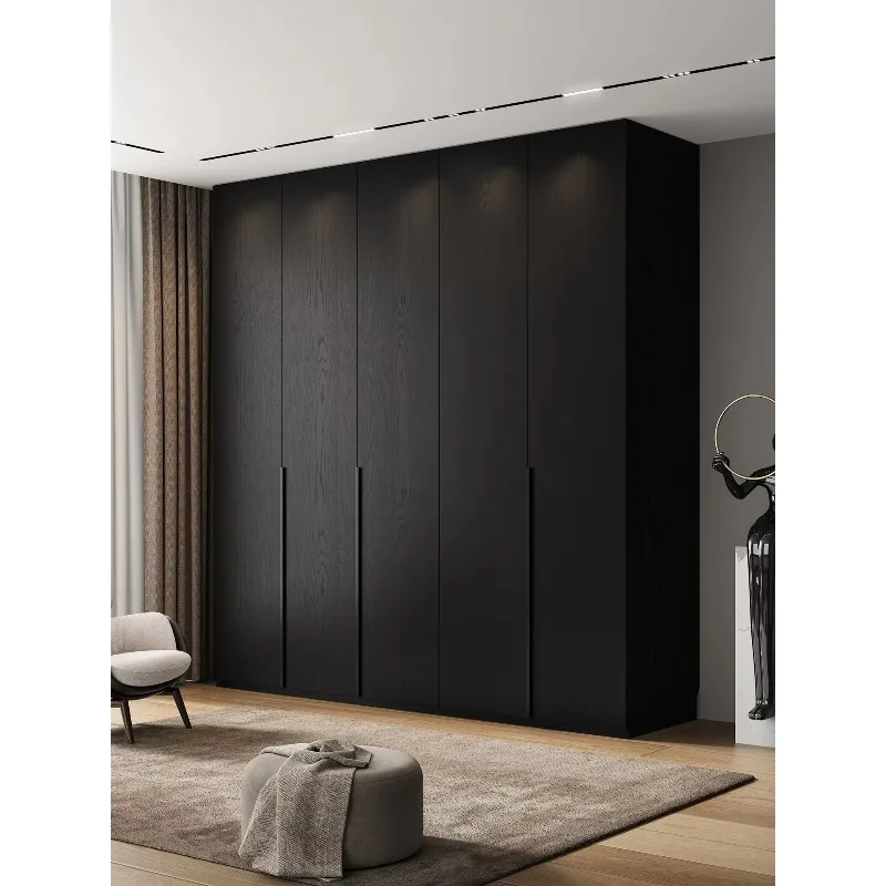

#ENF-grade Wooden Modern Wardrobe Full-height Black Cabinet Light Luxury Storage
