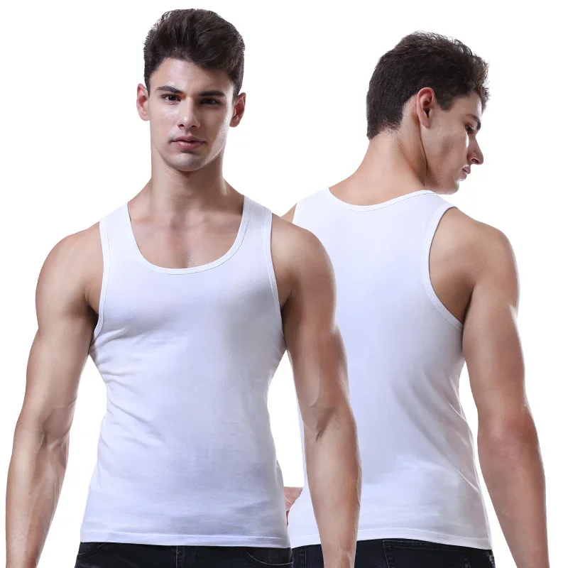 2 Stück Herren Baumwoll-Sportweste Sommer Jugend Atmungsaktives Slim-Fit Fitness Ärmelloses Unterhemd