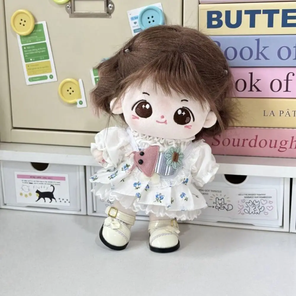 사랑스러운 디자인 20cm 면 인형 옷 부드러운 질감 세탁 가능 아이돌 인형 만화 패턴 스커트 귀여운 복고풍 스타일