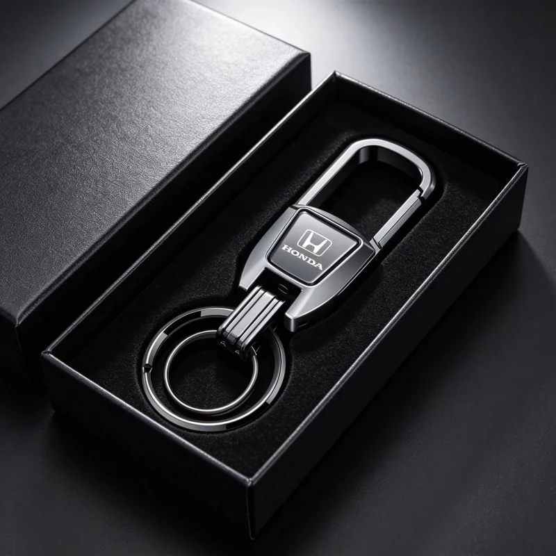 Metal Car Keychain Key Ring Belt Clip Key Holder For Honda CR-V Civic Accord HR-V City Fit Pilot WR-V Passport BR-V Emblem