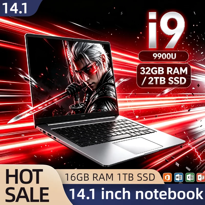 NEW 14.1 Inch Ultra Slim Laptop 2026 Intel i9 9900 5GHz 32GB RAM 2TB SSD Pro Gaming Notebook 1920x1080 Office Pro Max