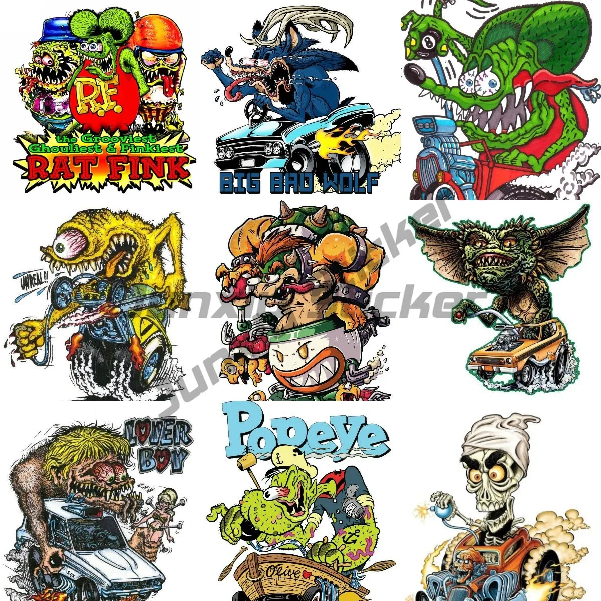 

Rat Fink Cartoon Mouse Funny Anime Phone Laptop Car Stickers for Luggage Guitar Helmet Skateboard Bike Motorcycle Sticker