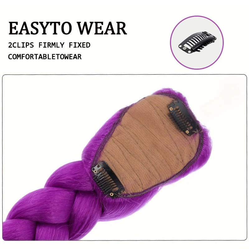 KPop デーモンハンターズ ルミ コスチューム ヘアスタイル 26 インチ ロング ポニーテール ウィッグ クリップ付き 合成編み込みパープルヘア 子供用 女の子用