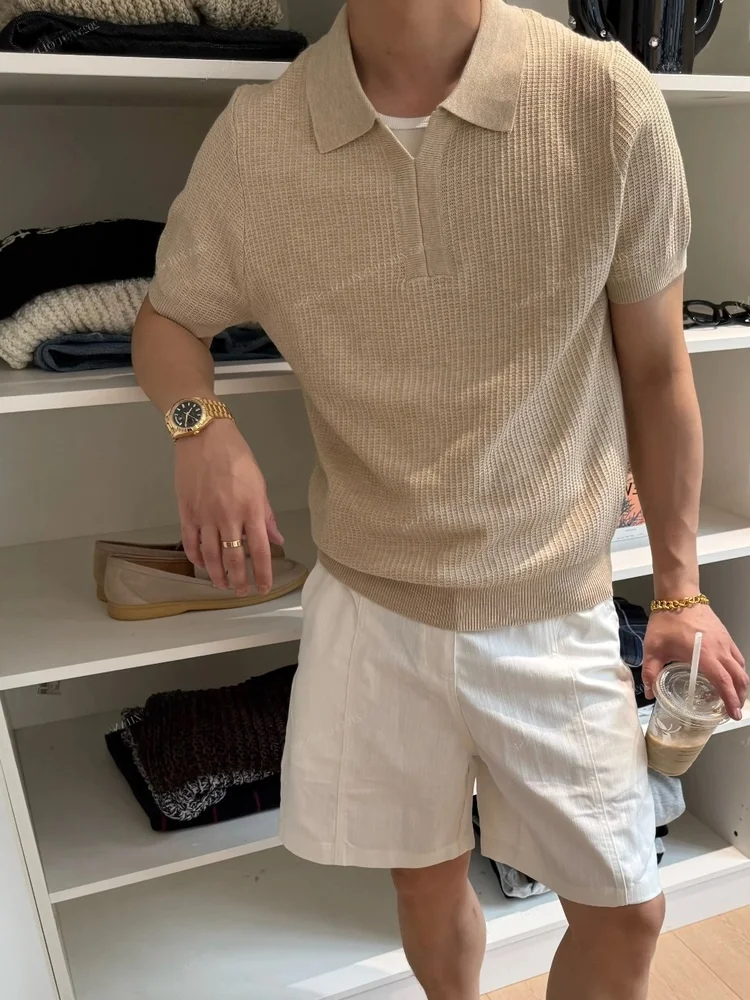 

Вязаная футболка из смешанных материалов с коротким рукавом, летняя, с круглым вырезом, молодежная, повседневная, удобная, дышащая