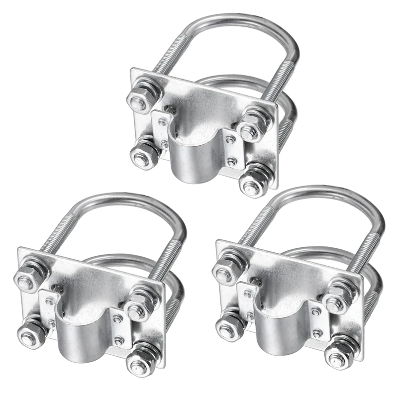 3X Antenna Mast Clamp Bracket With U-Bolts Anti-Rust Clamp Panel Pipe Mounting Hardware For Outdoor Lora Antenna Helium