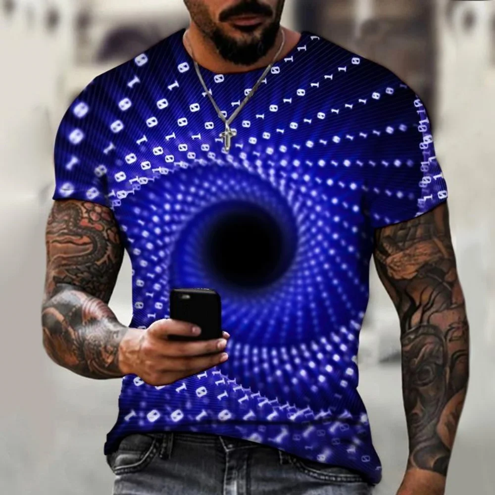 Camisetas unisex de verano de manga corta con estampado 3D de la marca de moda Harajuku, con tecnología de diseño de información digital vacía.