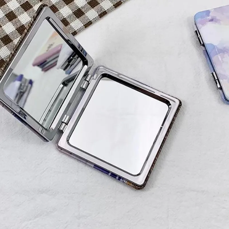 미니 메탈 메이크업 미러 만화 패턴 확대 접이식 더블 포켓 여행용 뷰티 화장 도구