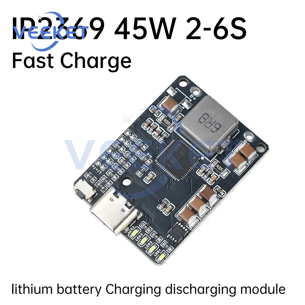 IP2369 2S ~ 6S 45W แบตเตอรี่ลิเธียมชาร์จการคายประจุโมดูล Li-Ion/LiFePO4 แบตเตอรี่ Charger อินเทอร์เฟซ Type-C