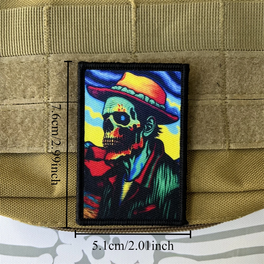 Zombie Van Gogh Funny Morale Tactical Patches for Clothing Printed Hook and Loop Patch Military Backpack Sticker