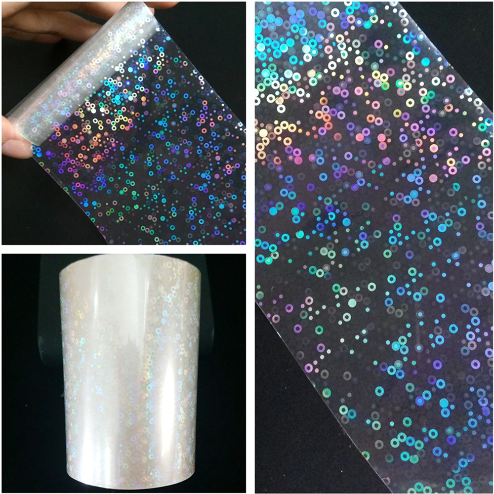 

8CMx120M Holographic Hot Stamping Sticker For Nail Design Clear Laser Transfer Foil Film DIY Full Cover Decals