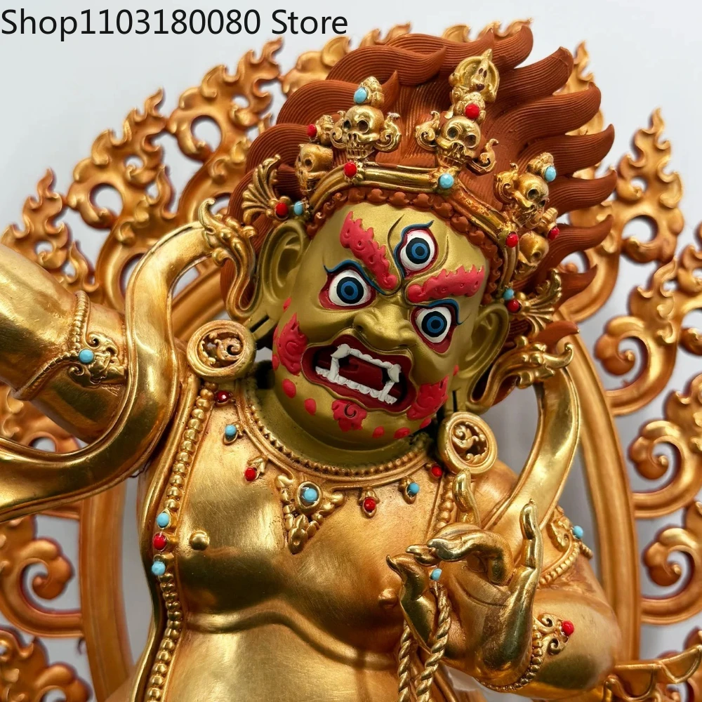Copper Gilt Vajrapani Bodhisattva Statue Hand-Painted Face Tibetan Wrathful Protector sculpture,19cm,35cm,24.5cm,52cm