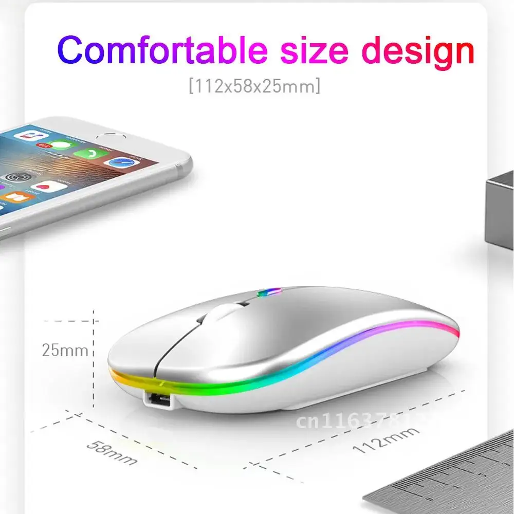 Wiederauf ladbare drahtlose Maus Computer Bluetooth-Maus ergonomische USB-Maus leise Mause mit Hintergrund beleuchtung RGB-Mäuse für Laptop-PC iPad