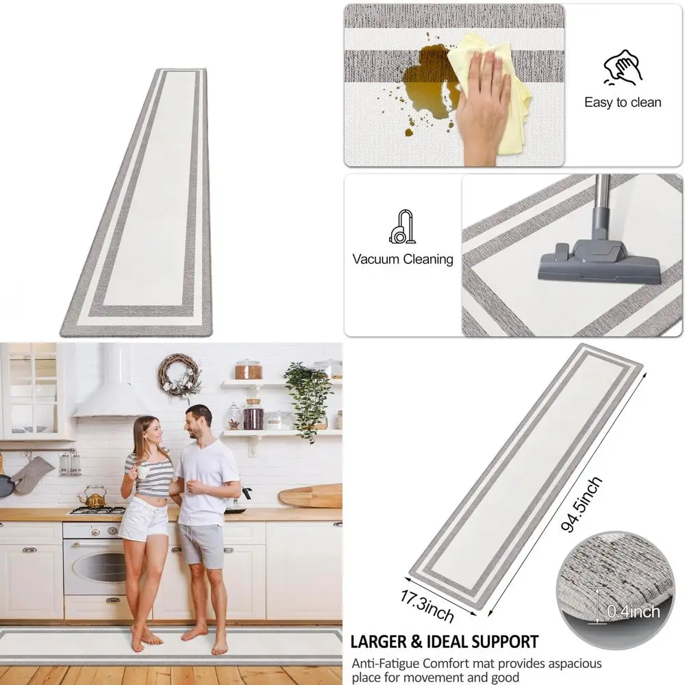 

Anti-Fatigue Kitchen Mats with Cushioning, Ergonomic Comfort, Non-Slip, Waterproof Memory Foam, 17.3x94.5 White