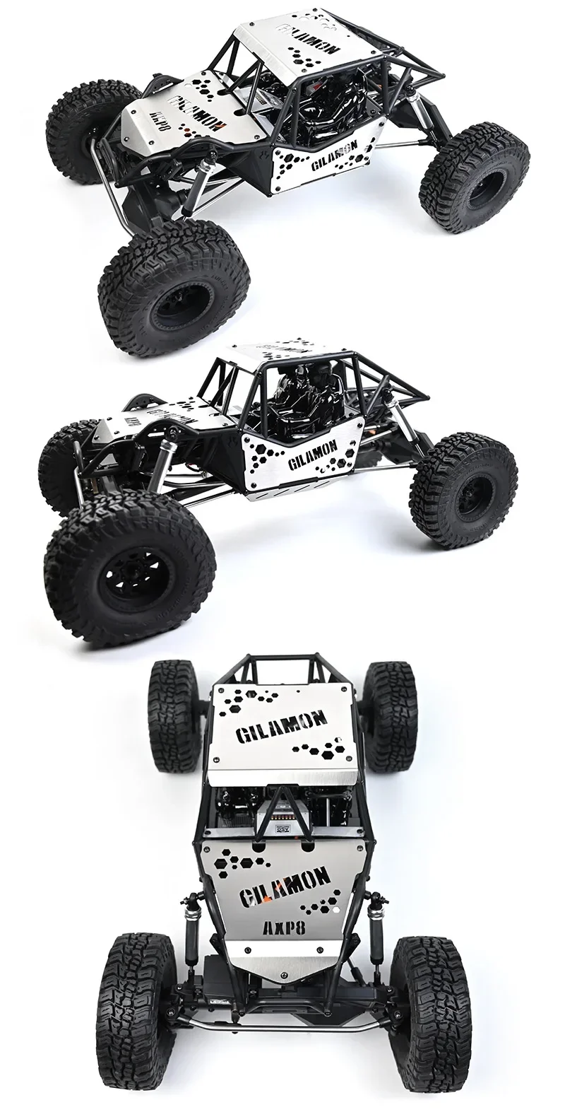 1/8 RC 크롤러용 은빛 금속 자동차 쉘 방탄복 1세트 AXIAL GILAMON AXP8