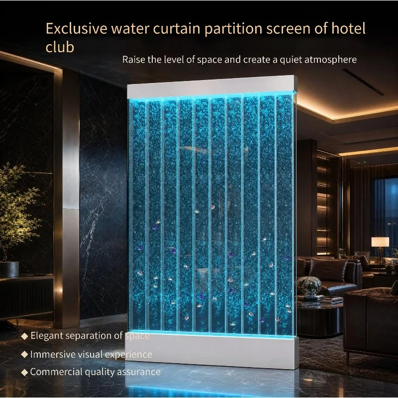 Bubble Water Wall Partition Freestanding Water Flow Screen Custom Decorative Divider For Villa Entry Hall Interior Space Layout