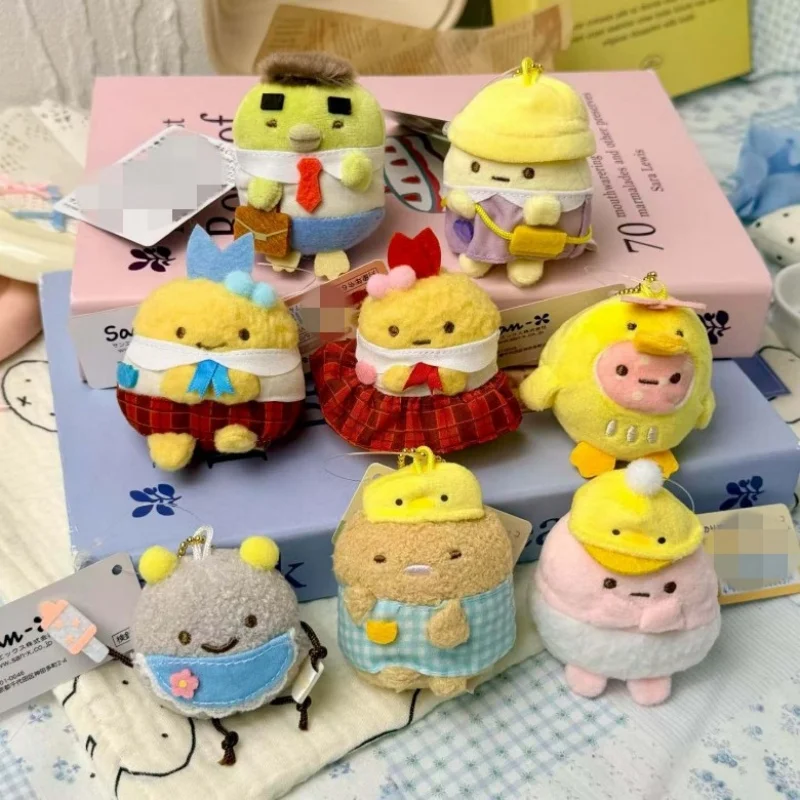 Cartoon Sumikkogurashi Tama Tempura Shrimp Tai Cross Dressing Kindergarten Serie Keychain Plush Kawaii Girl Backpack Pendant Toy