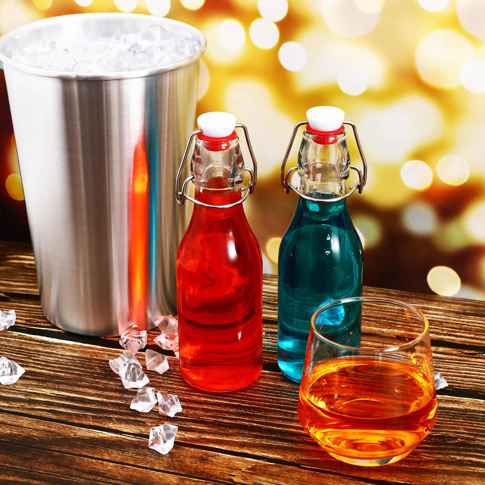 

6Pcs Glass Storage Bottles Swing Top Anti-Leak Buckle Clear Portable Beverage Containers for Homemade Drinks Camping Outdoor