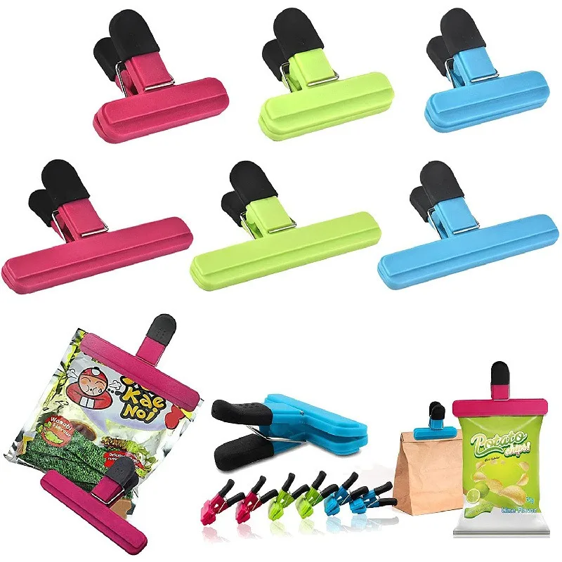 Bag Clips Large Chip Bag Clips Plastic Assorted Sizes Kitchen Storage Food Snack Seal Sealer Clamp for Coffee Bread Bags DJ001