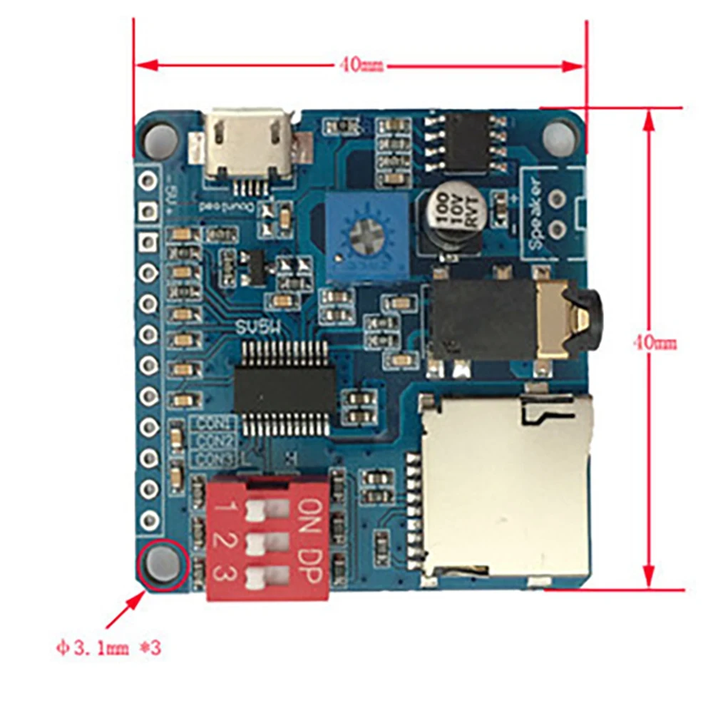 DY-SV5W modul pemutaran suara untuk pemutar musik MP3 Amplifier pemutaran suara 5W kartu SD/TF terintegrasi pelatuk UART I/O