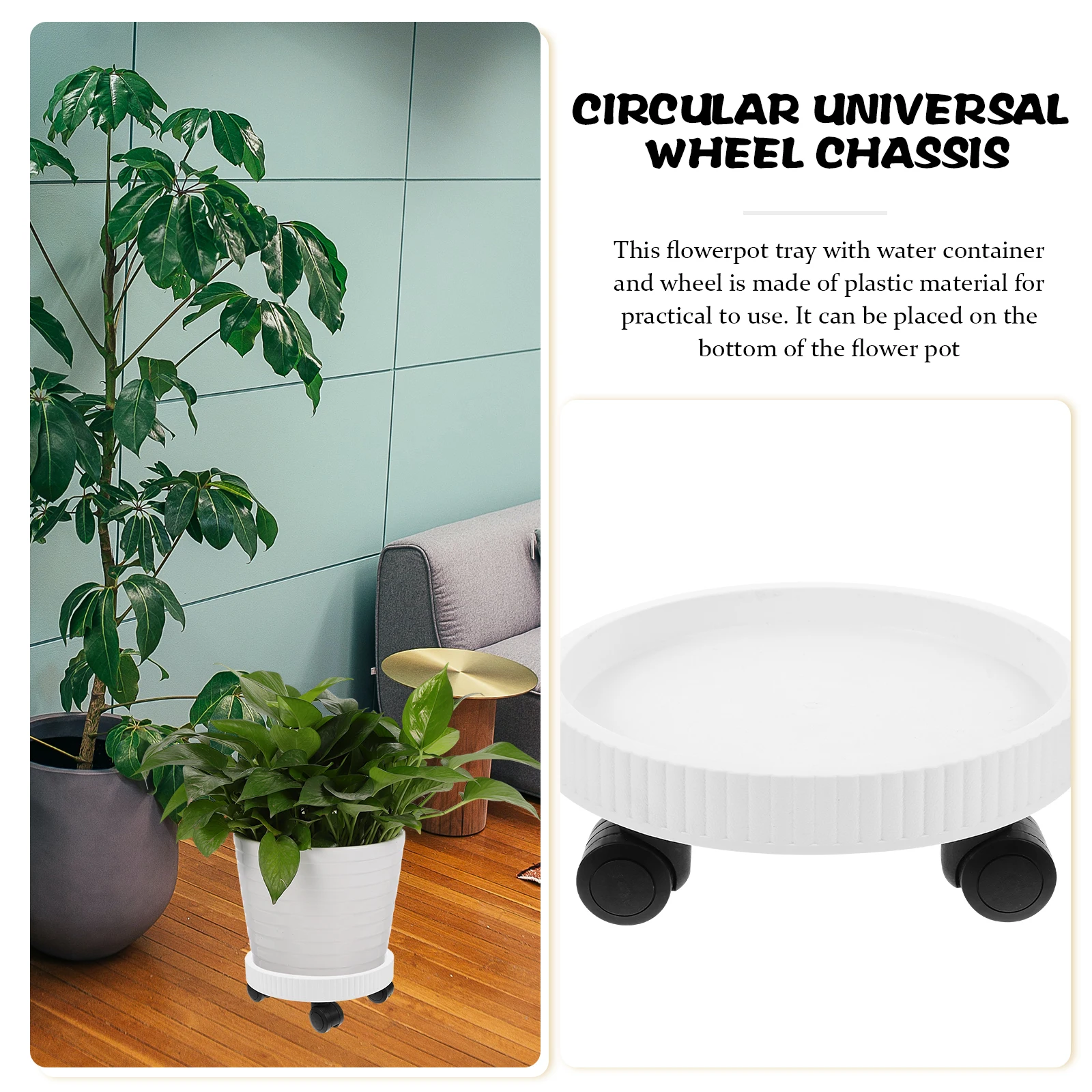 

Plastic Plant Tray Casters Movable Rolling Potted Planter Trays White Flowerpot Base Garden Storage Holder