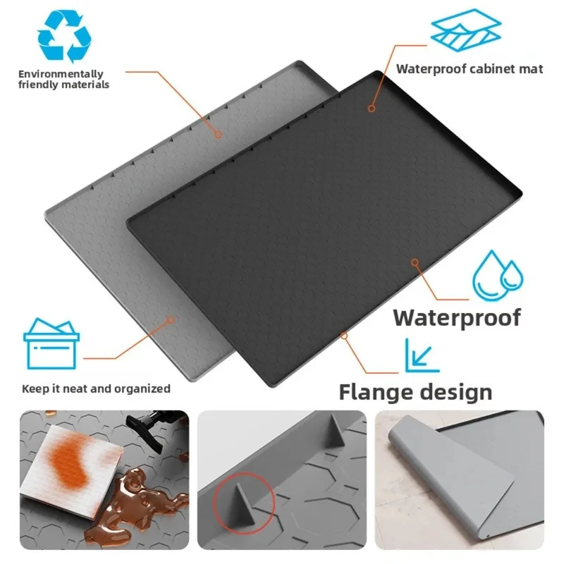 New Waterproof Sink Pad Cabinet Lining Protective Anti-slip Pad Silicone Draining Kitchen Dish Tray