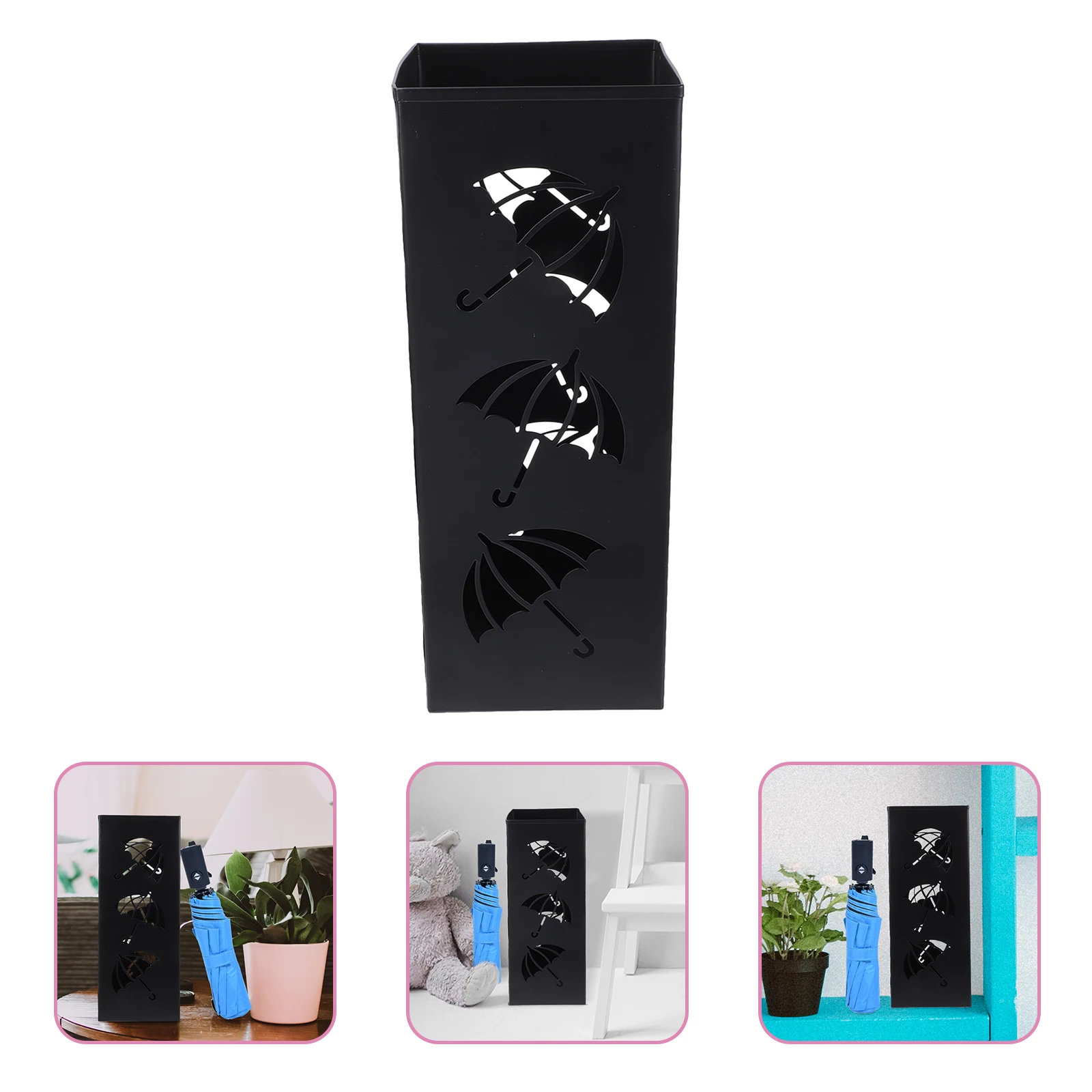 

Rain Umbrella Bucket Iron Modern Stand For Home Entryway Storage Organizer Hollow Ventilation Rack Umbrellas Canes