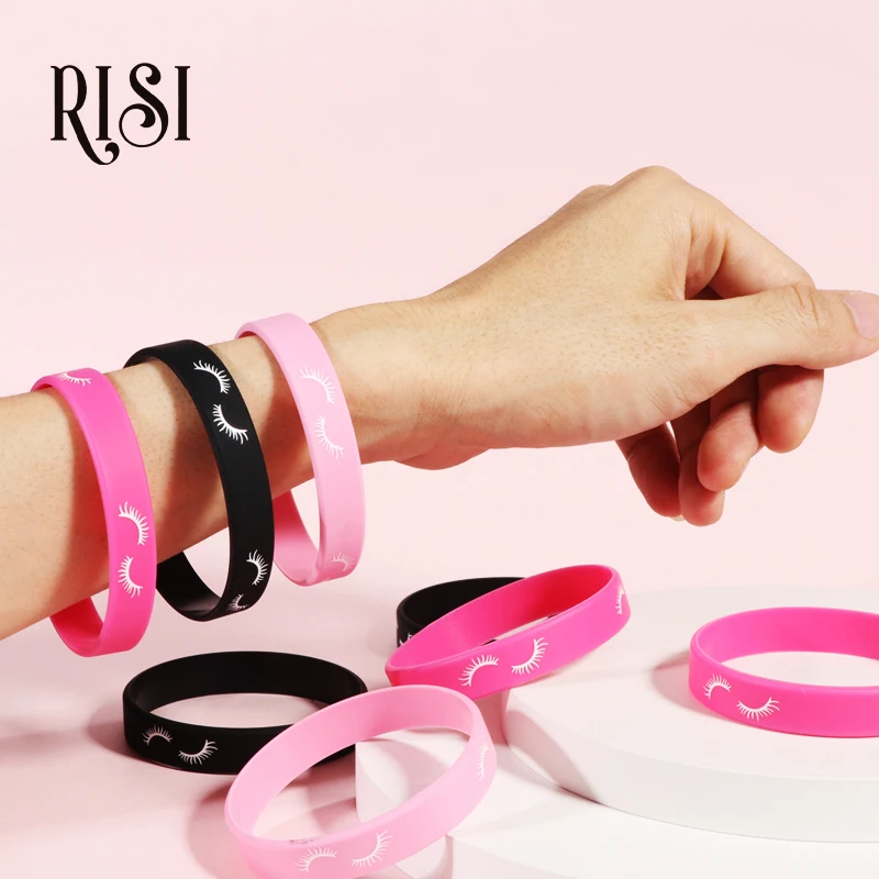 RISI For Eyelash Extension Wristband Bracelets Sport Elastic Silicone Bracelets Bangles Unisex Makeup Salon Member Gifts