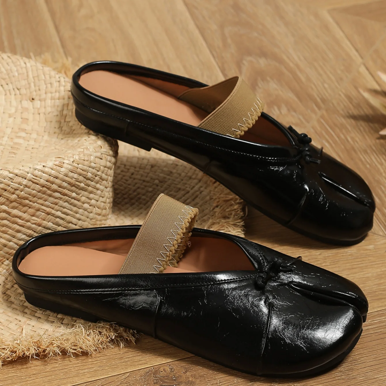 

Мягкие лоферы с раздельным носком, туфли на одной шнуровке, простые туфли без каблука, ретро-туфли из лакированной кожи, повседневная обувь