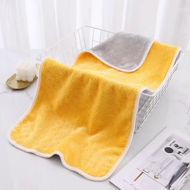 2-pack coral fleece towels! Double-layer, contrast color, thickened, soft & skin-friendly. More absorbent than cotton, no shedd