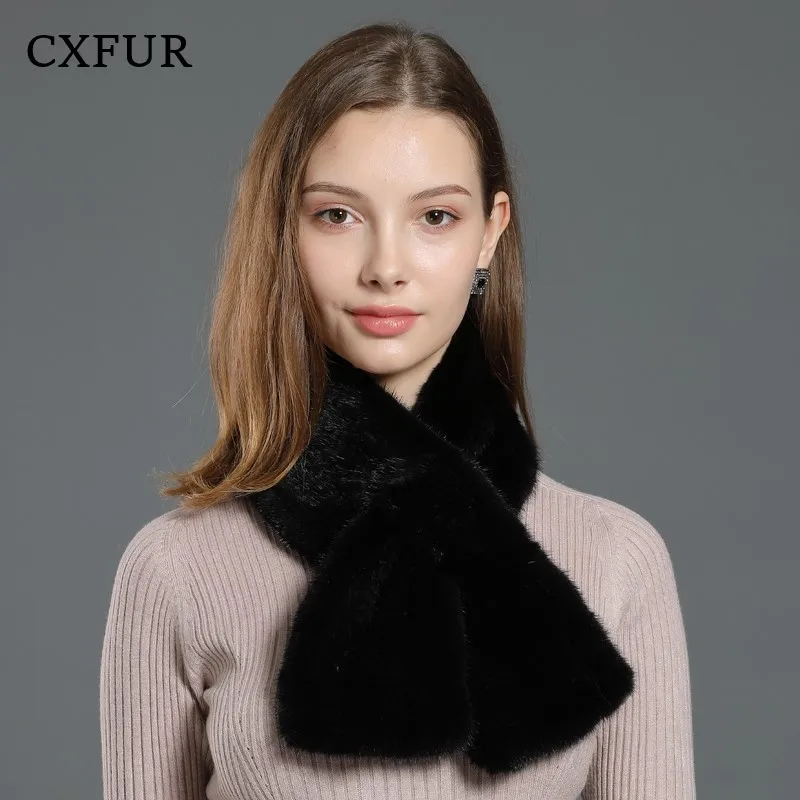 Unisex Winter Handmade Knit Classical Real Mink Fur Scarf for Decoration CX-S-150A