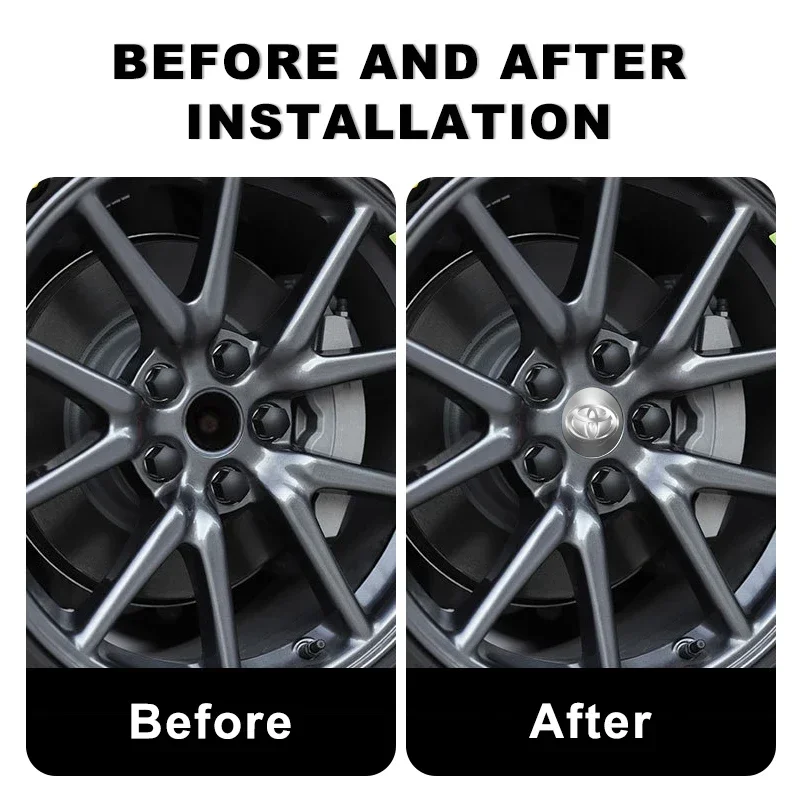 56 مللي متر عجلة السيارة غطاء محور مركزي غطاء حافة شعار عجلة تقليم ملصقات مصورة لتويوتا C-hr برادو يارس هايلكس بريوس أفينسيس كورولا