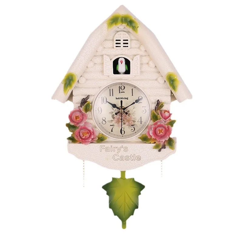 

European style cuckoo wall clock children's bedroom hourly chime clock home living room decoration vintage wall cooing clock