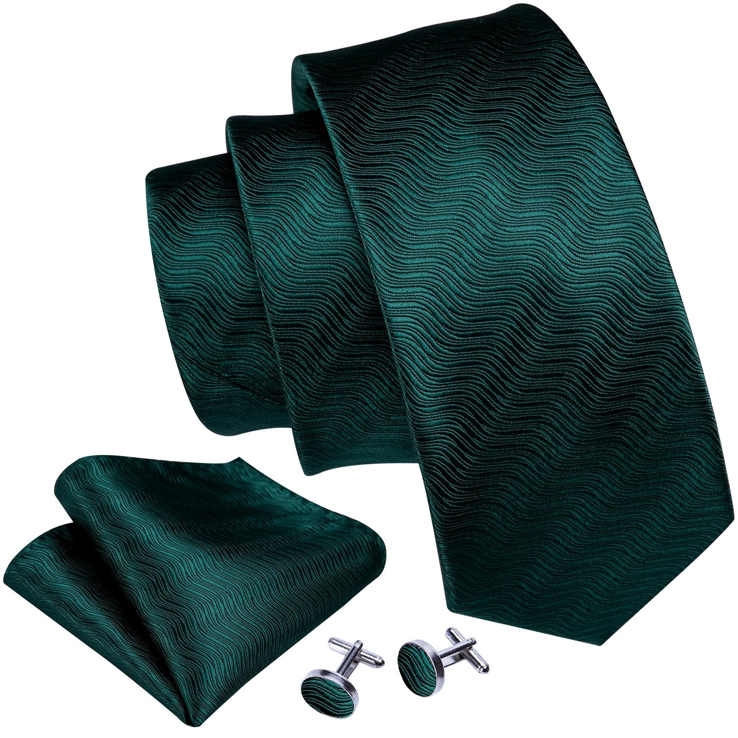 Designer masculino gravata jacquard bolso quadrado abotoaduras conjunto óleo verde listrado para masculino casamento busniess festa laços presente