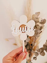 Cake topper personalized first name / birthday baptism wedding communion decoration / daisy daisy cake decoration