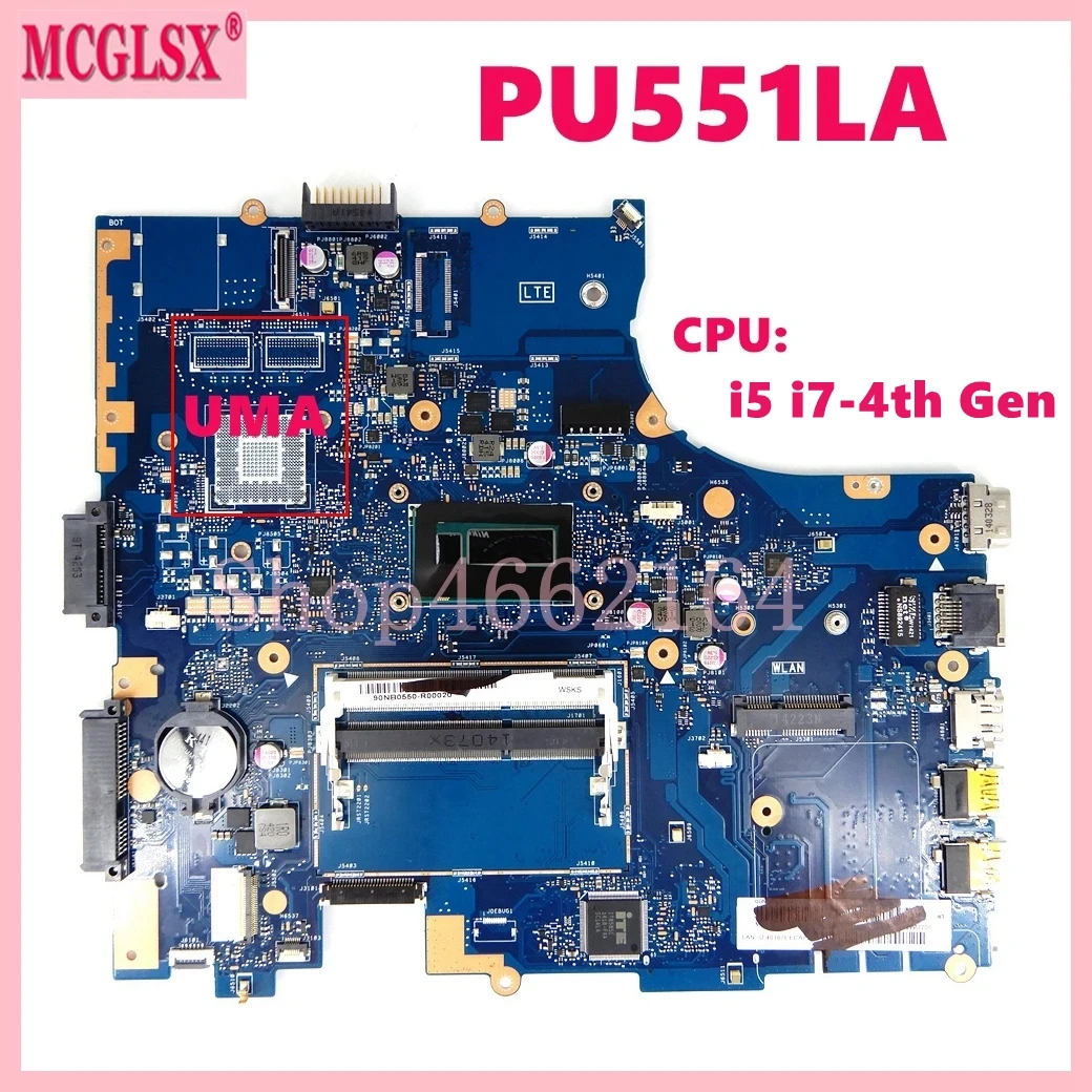 PU551LA  i5 i7-4th Gen CPU UMA/GT820M-V1G Notebook Mainboard For ASUS PRO551L PU551LD PU551LA PU551L PU551 Laptop Motherboard