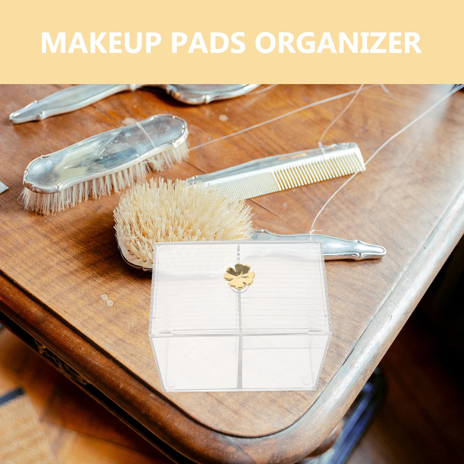 

Clear Storage Box For Cotton Swabs Pads Makeup Holder Lidded Container Organizer Desktop Pet Material Dustproof