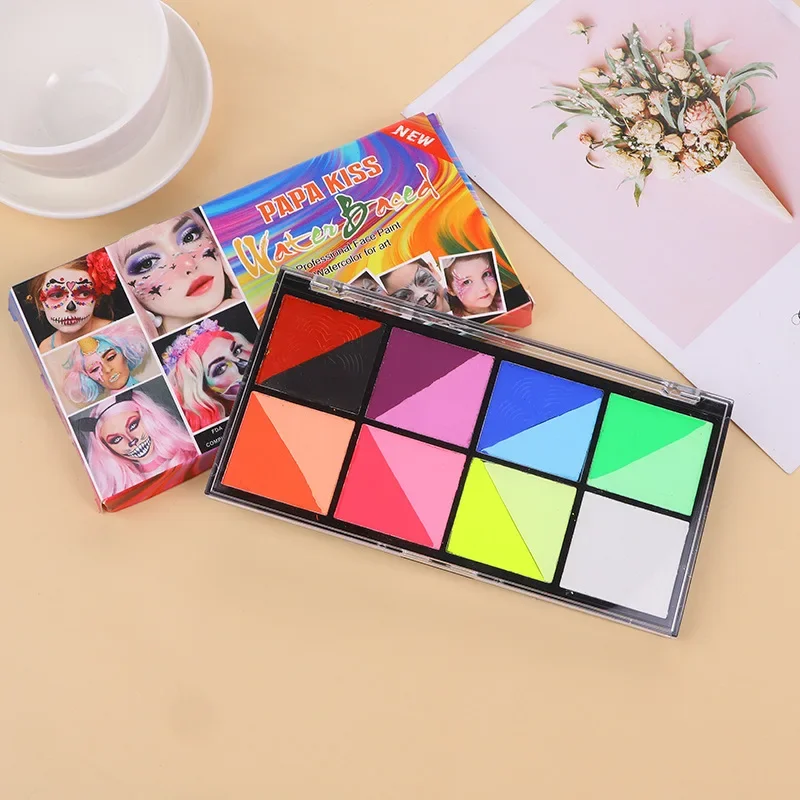 Pigment do body paintingu na bazie wody do twarzy DIY Podwójne Kolory Aktywowany Wodą Eyeliner UV Świecący Farba do Ciała i Twarzy Makijaż Oczu