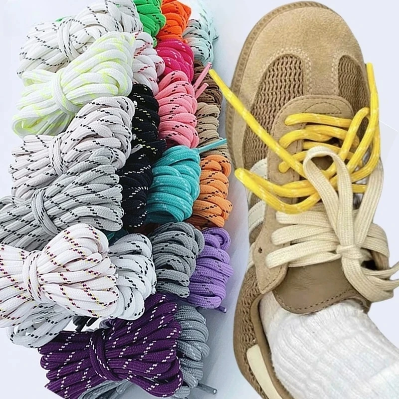 

1/2pairs Outdoor Sports Special Shoelaces Flower Point Shoe Laces Polyester Round Type Shoelace Cotton Boots Shoe Accessories