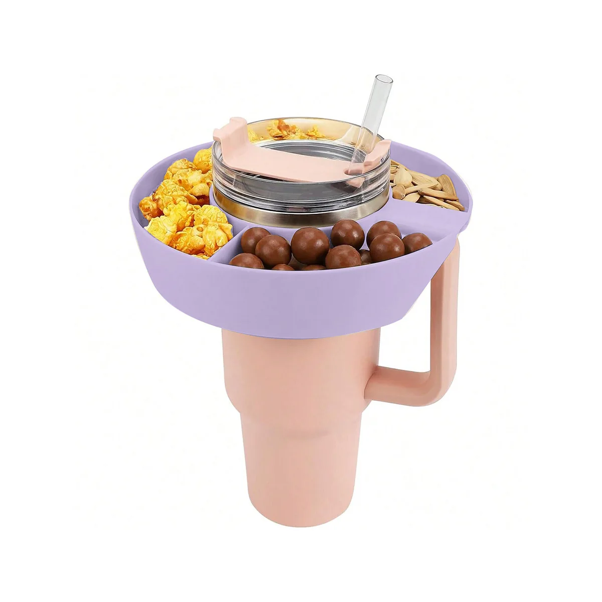 

1PCS Stanley Cup Snack Tray Multi-Compartment Eco-Friendly Plastic Fits 40oz Universal Use for Living Room Cinema Parties Snack