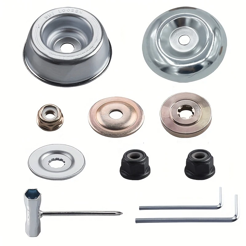 Grass Trimmer Gear Assembly Kit, Upper & Lower Pressure Plates, Reverse Thread Nut, Washers & Protective Cover Brush Cu