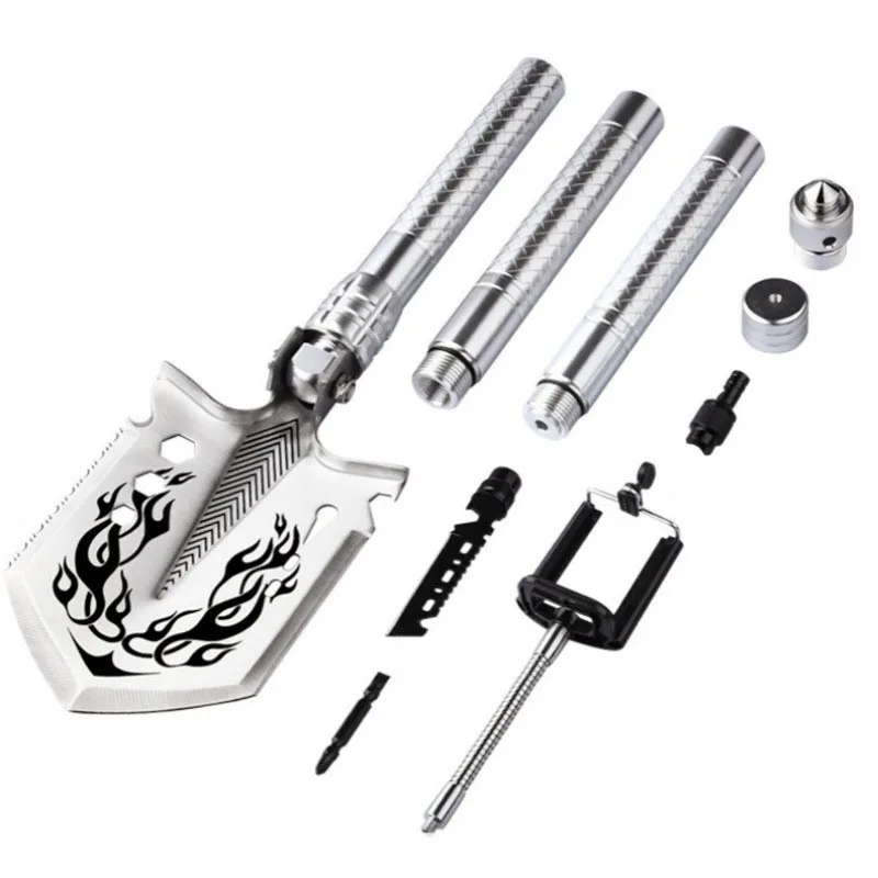 

Серебряная 3-секционная лопата, многофункциональная уличная лопата, устанавливаемые на транспортном средстве лопаты для копания, портативные лопаты для выживания в кемпинге