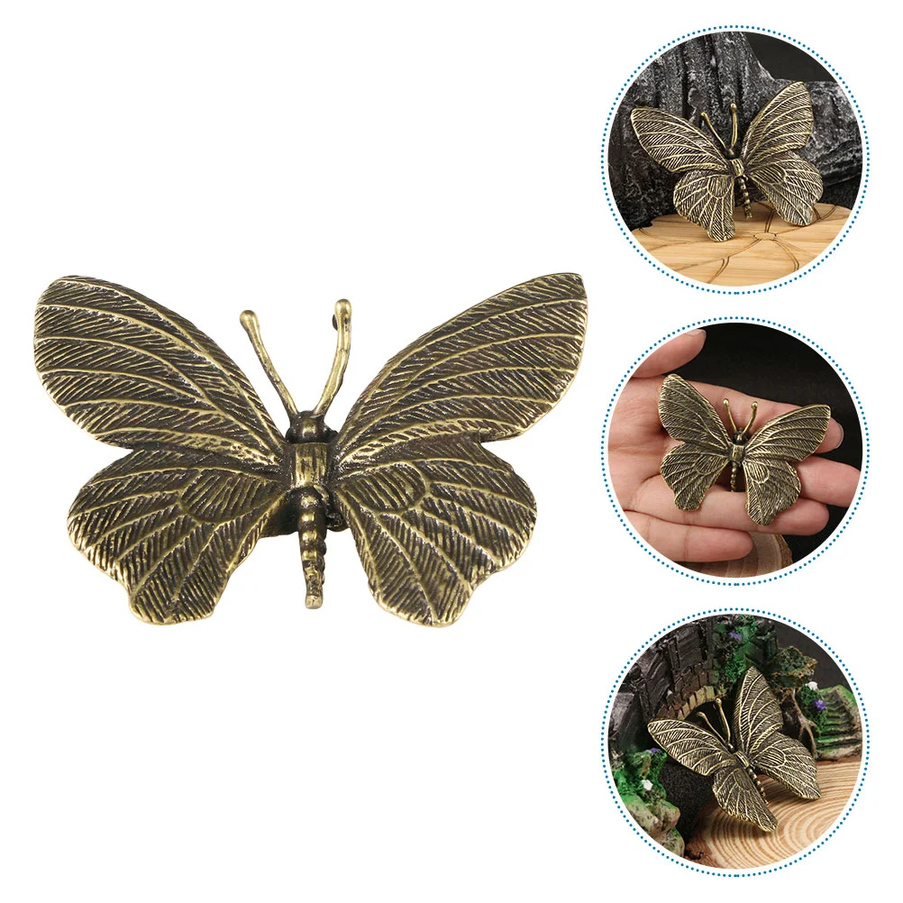Butterfly Ornament Shaped Figurine Decorations Vintage Desktop Brass Craft Statue