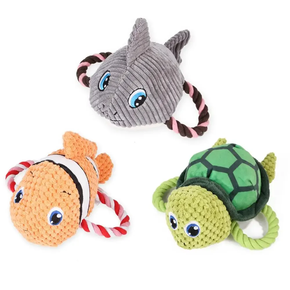 

Dog Chew Toys Pet Puppy Squeaky Toy Cute Shark Toys Stuffed Squeaking Animals Plush Tortoise Training Chewing Toys Pet Supplies