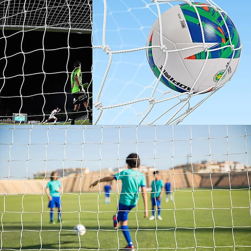 Venta al por mayor de redes de portería de repuesto de fútbol estándar, redes de entrenamiento blancas sin postes