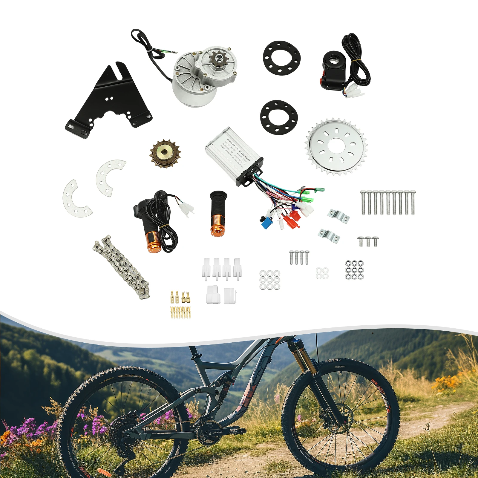 

24V 250W Electric Bike Conversion Kit, 7.82N·m Brushless Hub Motor, Rear Wheel E-Bike Motor Kit with Digital Display