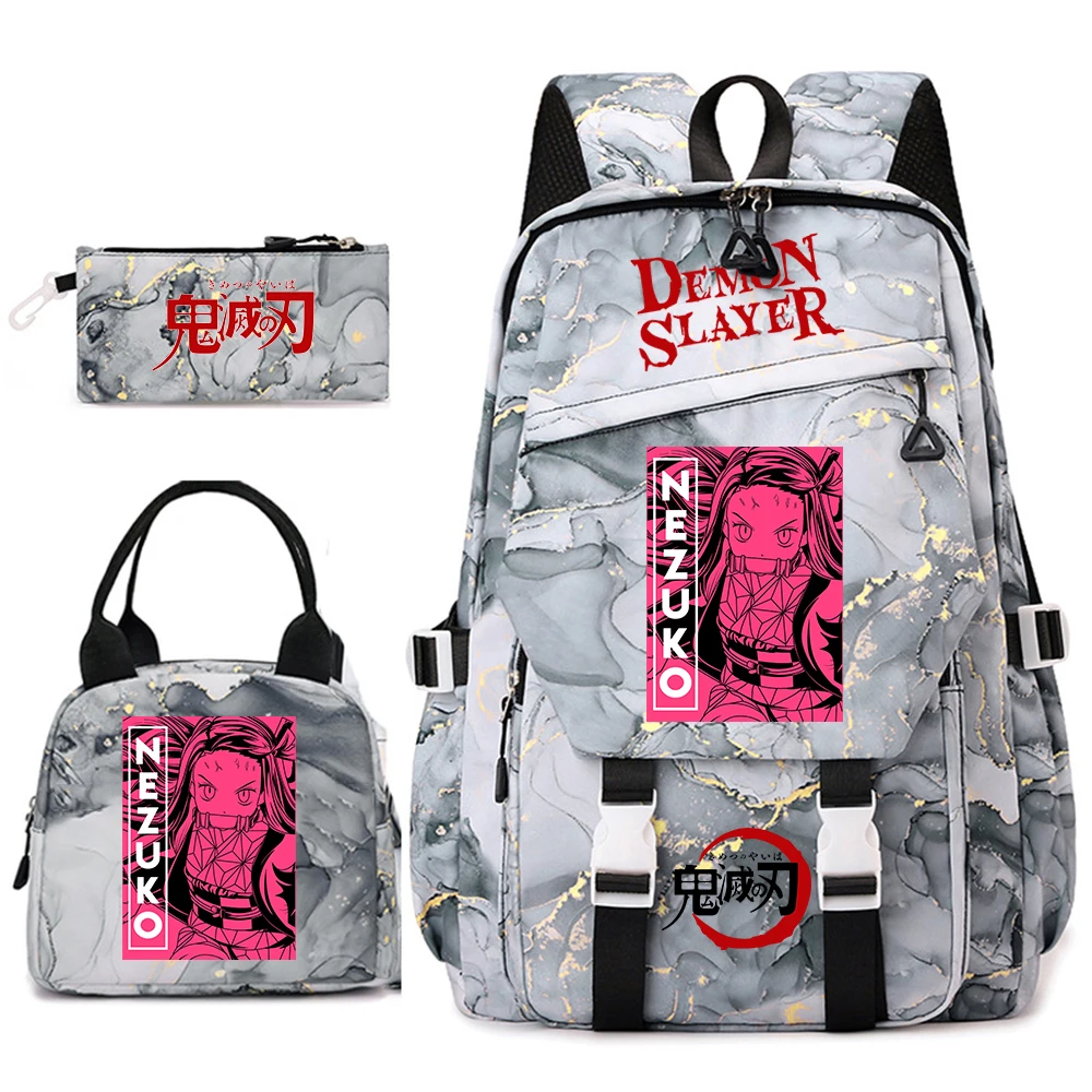 Demon Slayer Anime Backpack Set for Girls Demon Slayer 3Pcs School Bag Lunch Kit Pouch - view 4