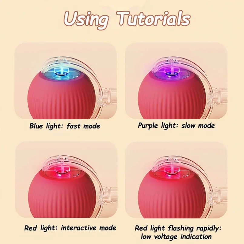 Cat Interactive Ball Toys Automatic Rolling Ball Faux Tail Rechargeable Smart Pet Electric Toy Dog Cat Training Imitate Mouse