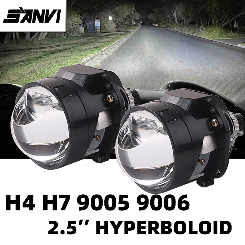 2.5 Inch Bi LED Projector S16 6000K 94W H7 LED H4 9005 9006 Hyperboloid Lens Car Lights for Headlights Automobiles Motorcycles